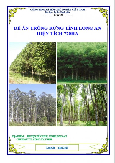 Mẫu lập đề án đầu tư trồng rừng tỉnh Long An diện tích 720 ha