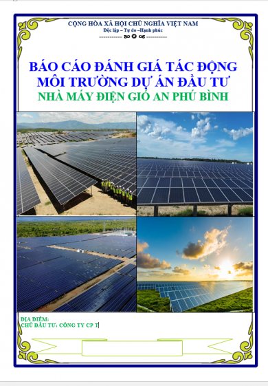 Lập báo cáo đánh giá tác động môi trường DTM dự án xây dựng nhà máy năng lượng điện gió ở Tiền Giang